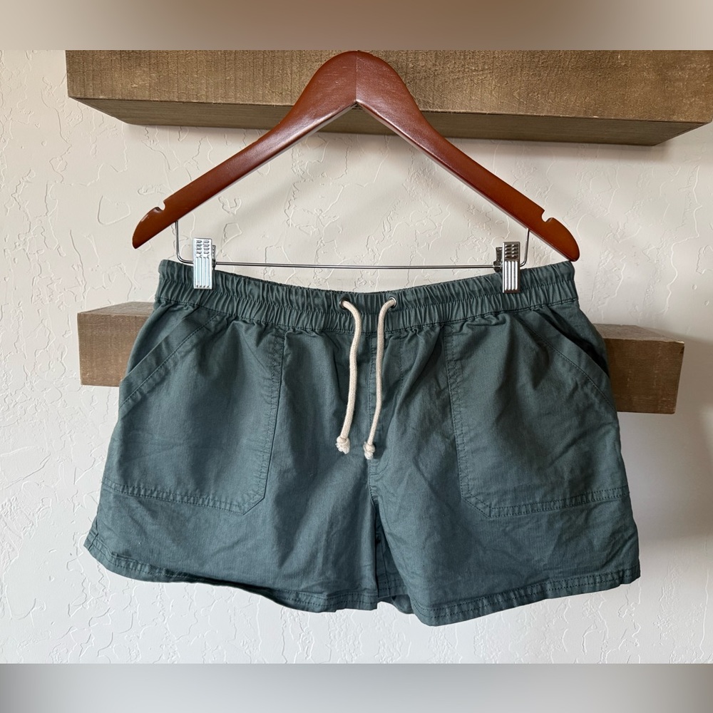 Pact|Women’s casual stretch waist shorts in organic cotton,deep teal color•Large - Picture 4 of 12